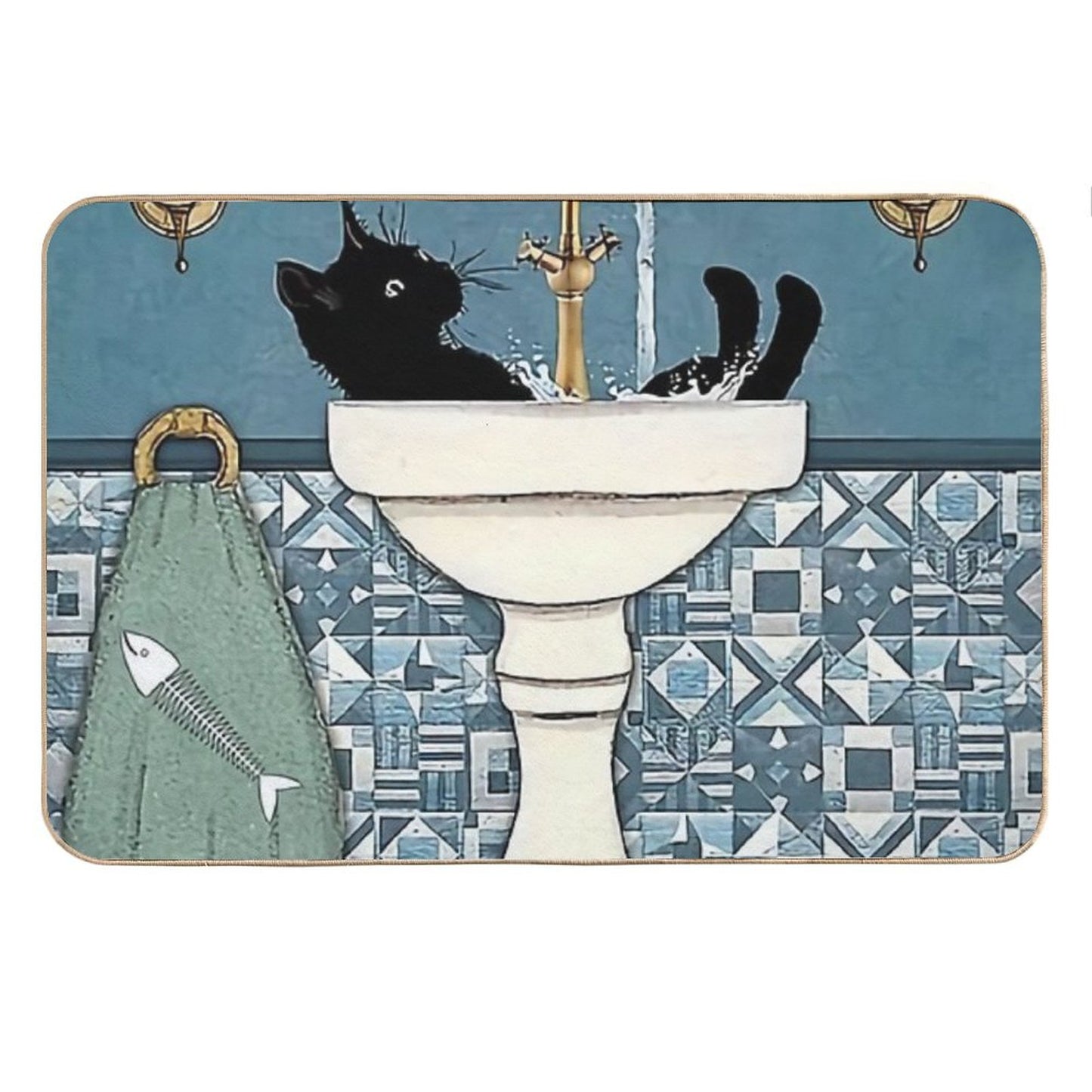 Beauty Black Cat Wash Your Paws Bath Mat