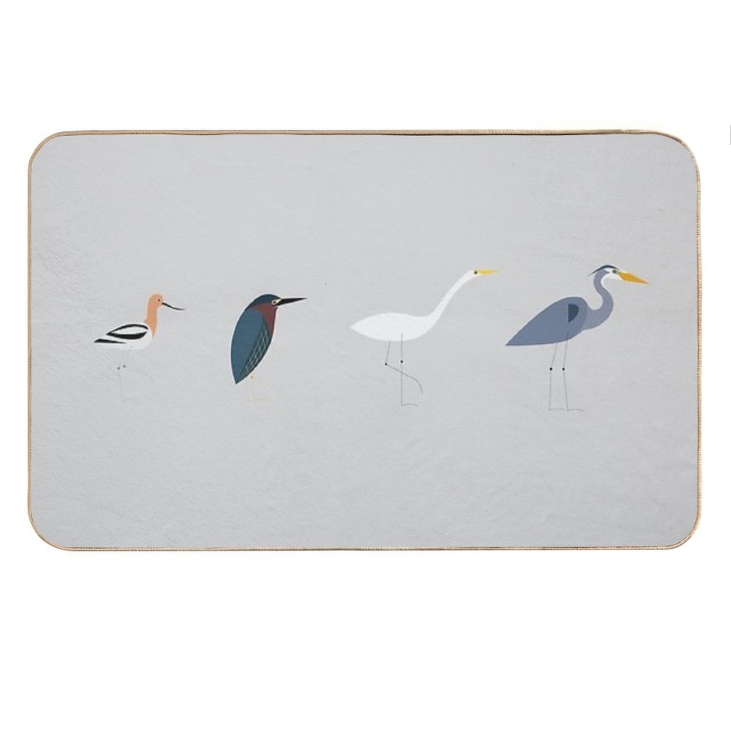 Wading Birds of North America (Blue Heron, Green Heron, Egret, Avocet) Bath Mat