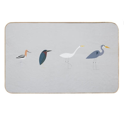 Wading Birds of North America (Blue Heron, Green Heron, Egret, Avocet) Bath Mat
