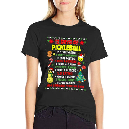 12 Days Of Pickleball Christmas Players Holiday Season  Heathered Texture T-Shirt