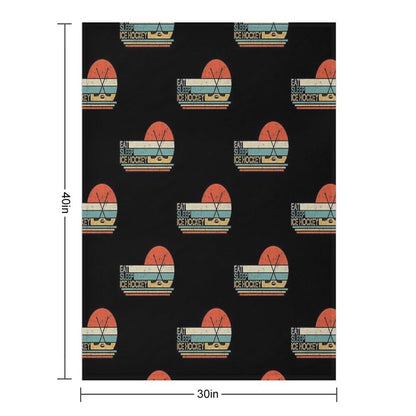 Ice Hockey Vintage Eat Sleep Throw Blanket