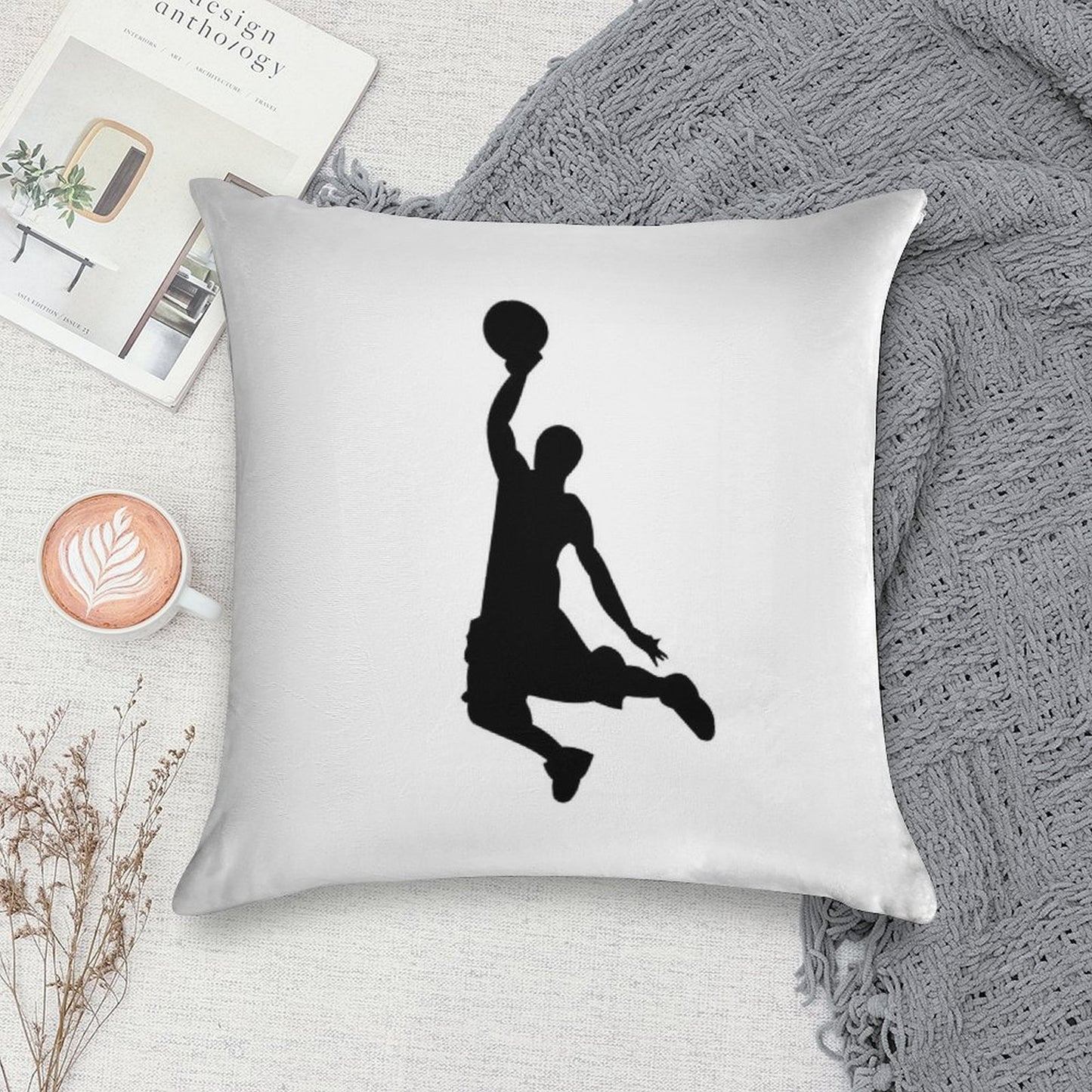 Basketball Player Design Soft Decorative Cover Throw Pillow
