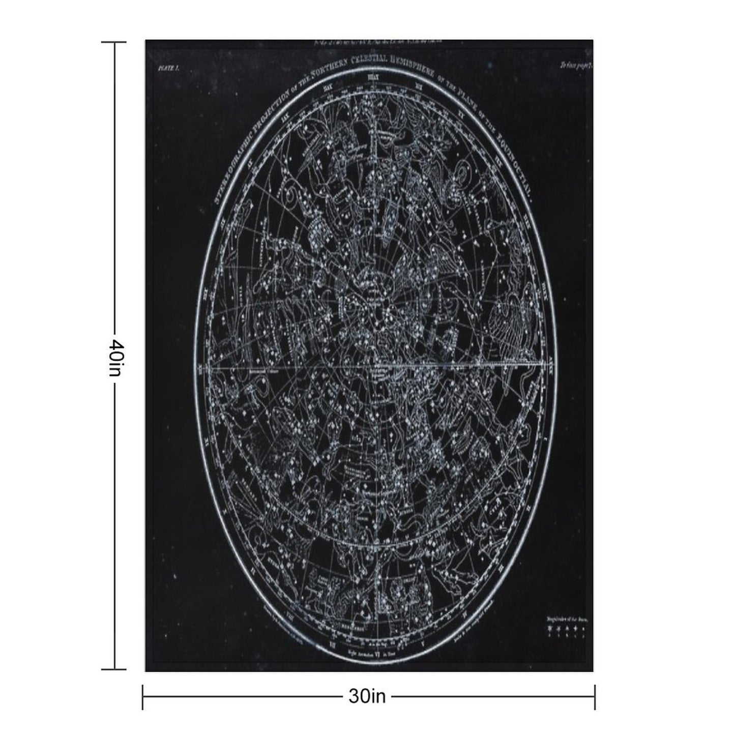 Constellations of The Northern Hemisphere  Pale Blue On Black Throw Blanket