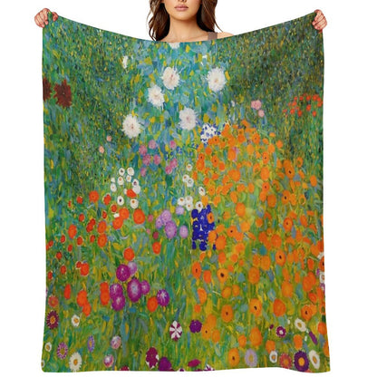 Gustav Klimt - Flower Garden Throw Blanket