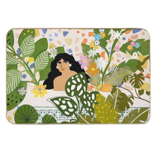 Bathing with Plants  Fade-Resistant Bath Mat