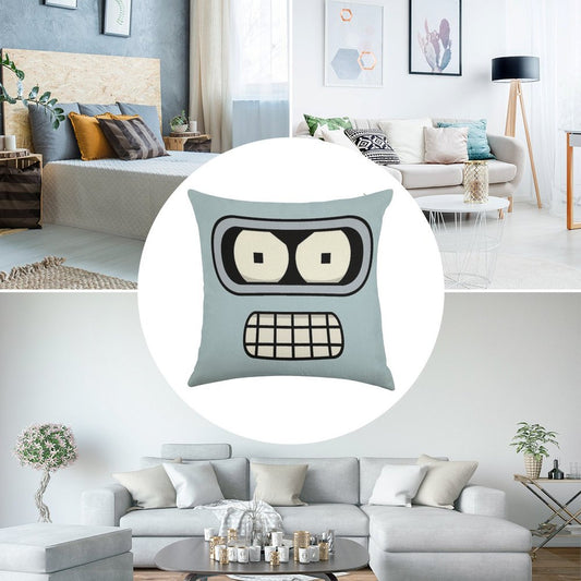 Bender's Face Linen Throw Pillow Cover