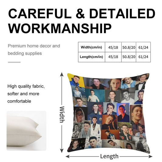 Noah Schnapp Linen Throw Pillow Cover