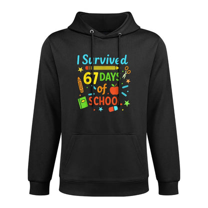 I Survived 67 Days of School Funny 67 Teachers Students Meme Kangaroo Pocket Hoodie