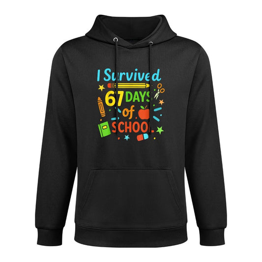 I Survived 67 Days of School Funny 67 Teachers Students Meme Kangaroo Pocket Hoodie