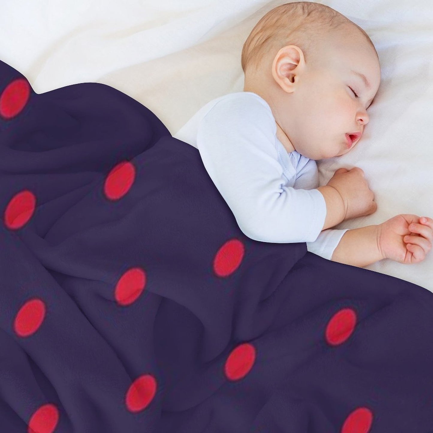 Small RED And NAVY BLUE Polka Dots Throw Blanket