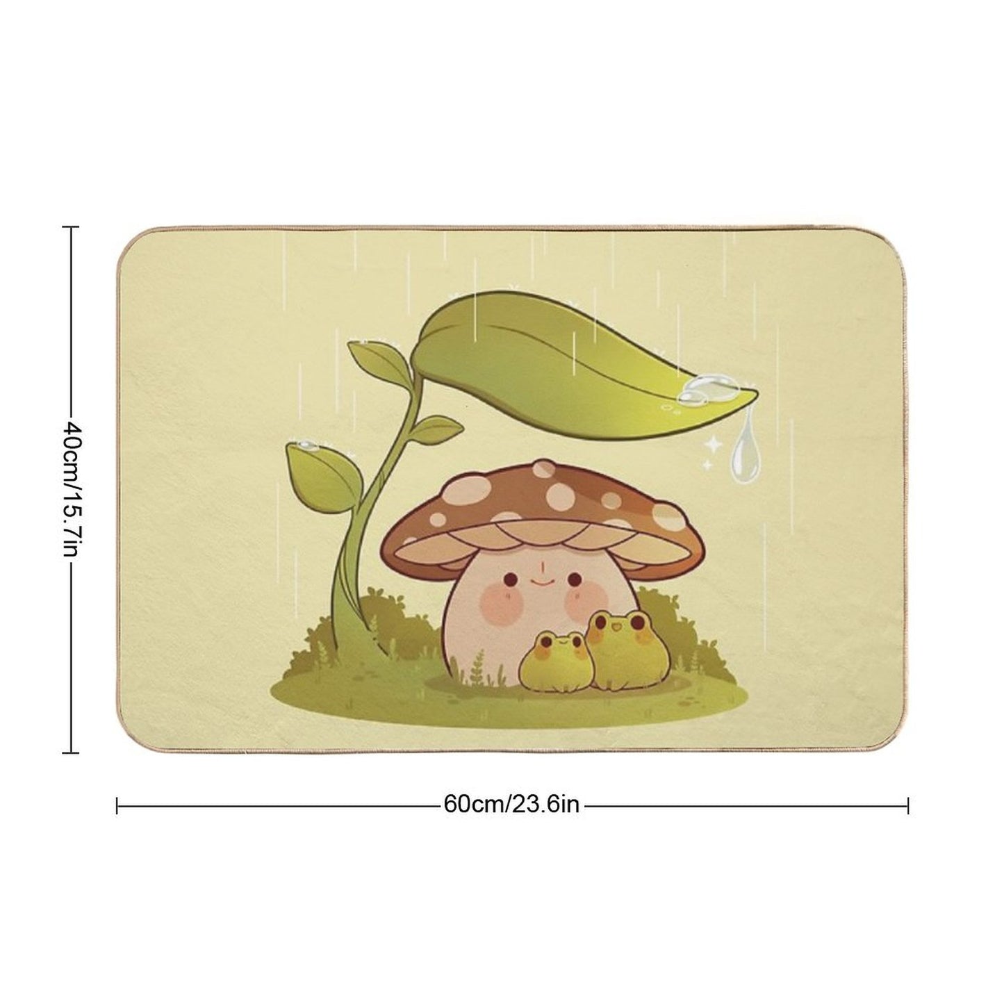 Cute Mushroom And Frogs in The Rain Bath Mat