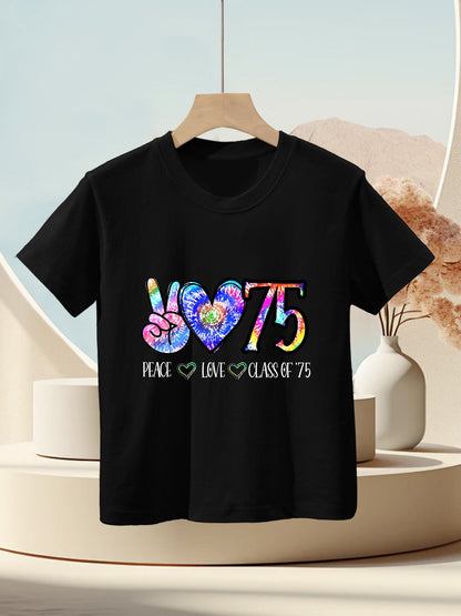 Class Of 75 1975 50th Class Reunion Tie Dye Graduation Items Kids T-Shirt