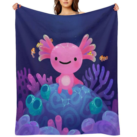 Coral Axolotl Throw Blanket
