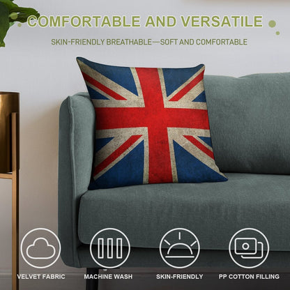 Old And Worn Distressed Vintage Union Jack Flag Soft Skin-Friendly Throw Pillow