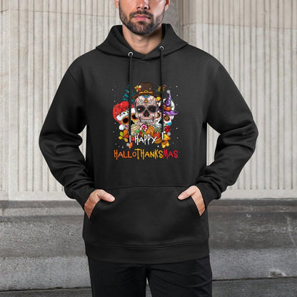 Sugar-Skull Skeleton Halloween Xmas Happy Hallothanksmas Versatile Streetwear Hoodie