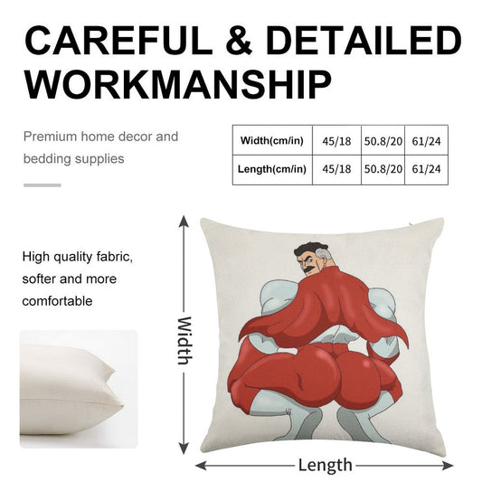 Invincible Think Mark Thicc Booty Omni Man Linen Throw Pillow Cover