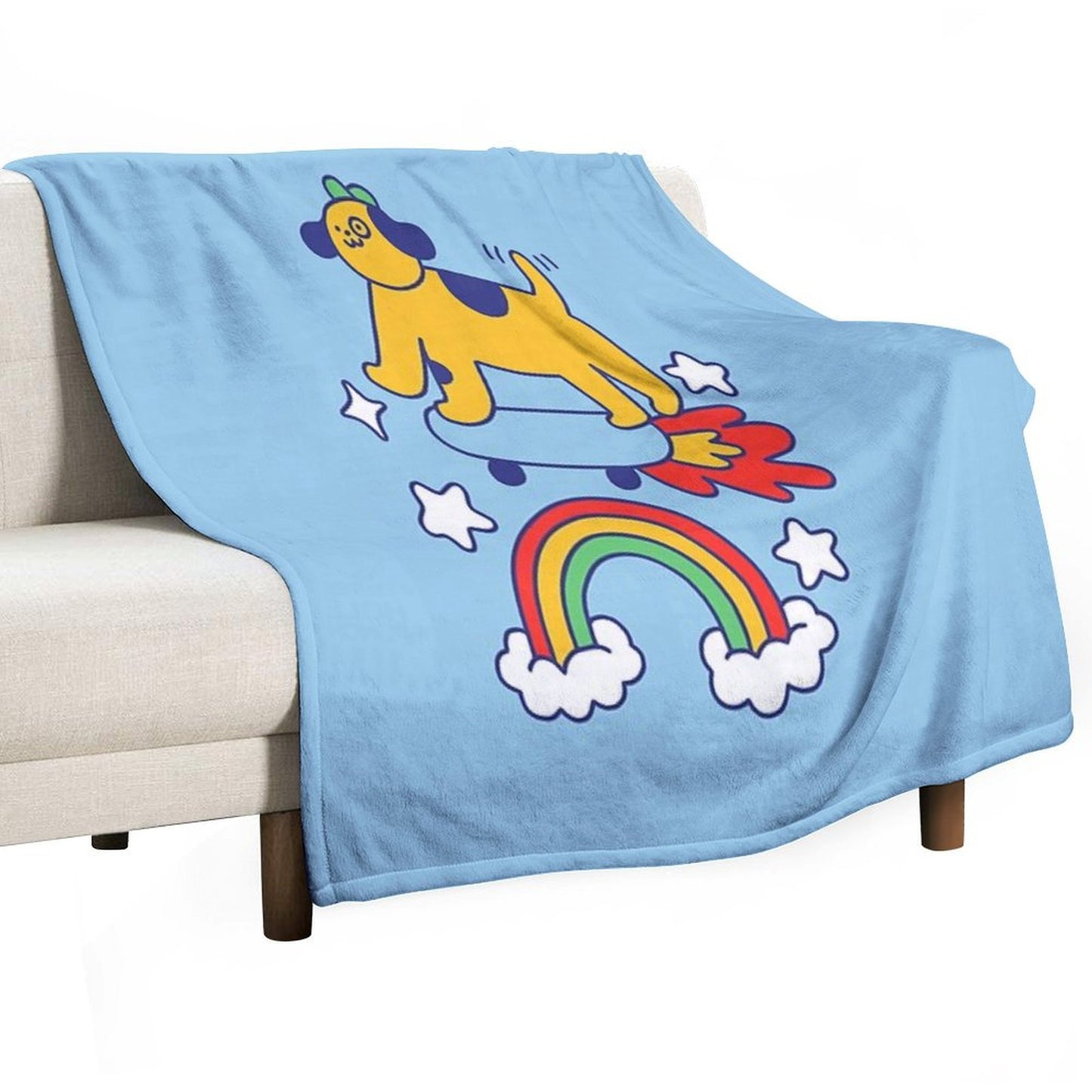 Dog Flying On A Skateboard Throw Blanket