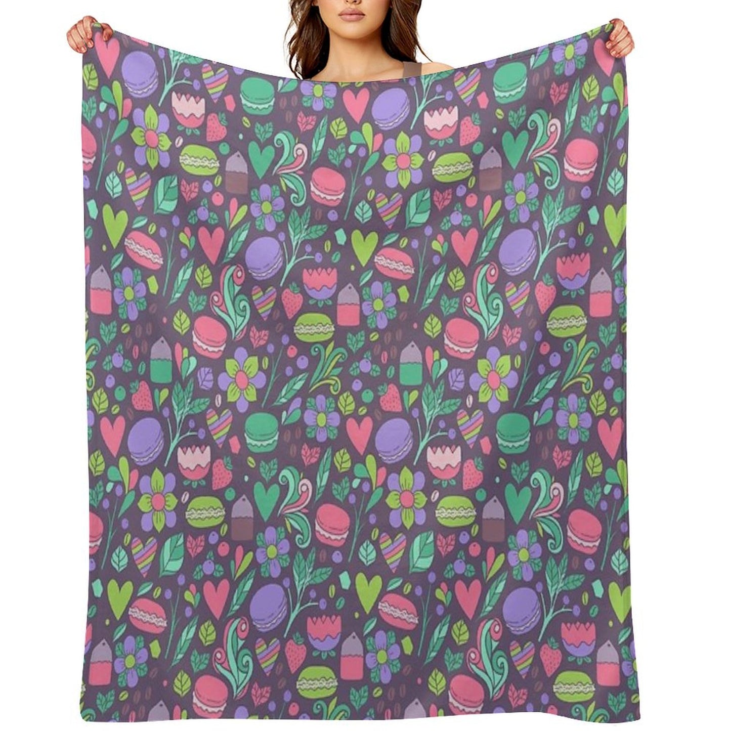 Macarons And Flowers Throw Blanket