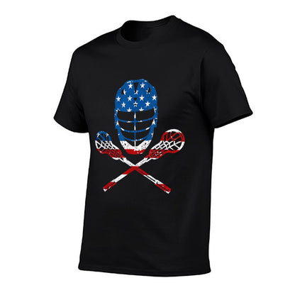 Lacrosse American Flag Lax Helmet Sticks 4th Of July Gifts T-Shirt