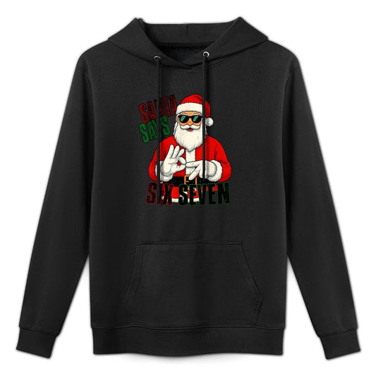 Funny Santa Says Six Seven Christmas 67 Meme Xmas Men Kids Shape Retention Hoodie