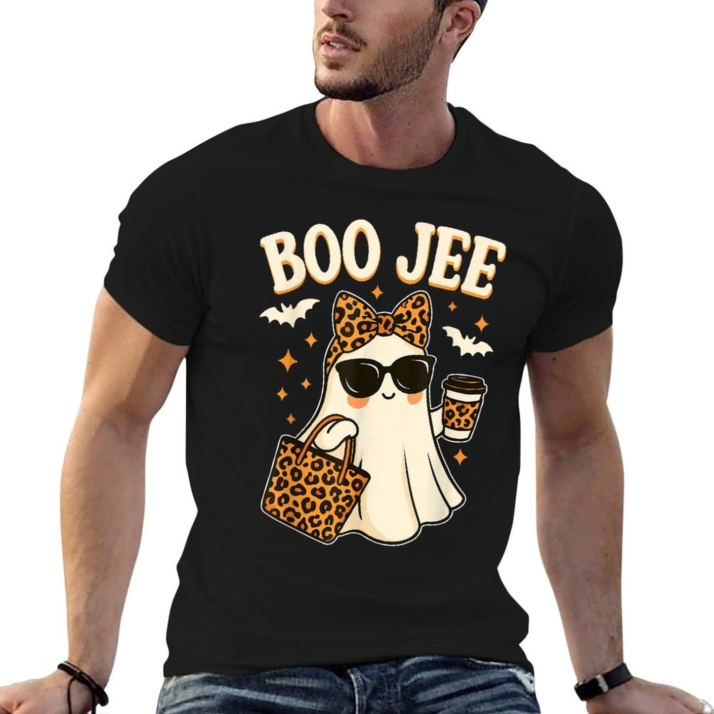Boo JEE Ghost Halloween Women Girls Boojee Halloween  Summer-ready Fabric T-Shirt