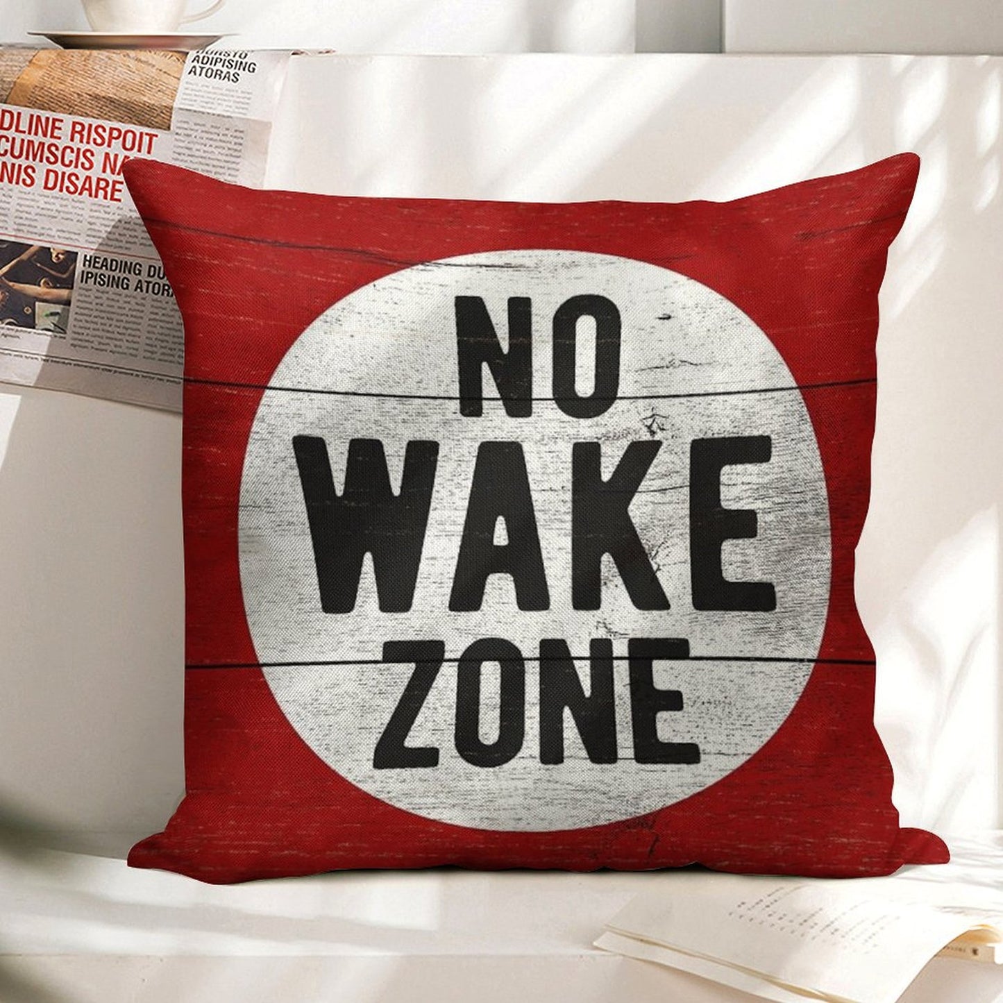 No Wake Zone Sgin Linen Throw Pillow Cover