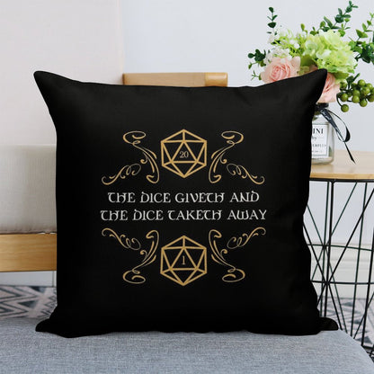 The Dice Giveth And Taketh Away Natural 20 And Critical Fail Linen Throw Pillow Cover