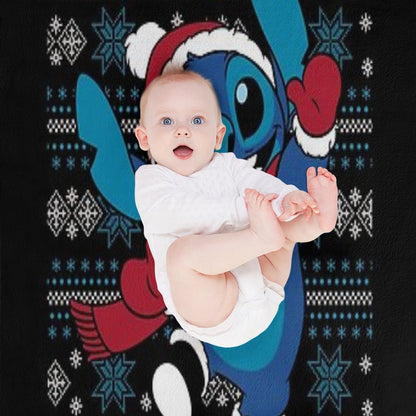 Stitch Happy Holiday Gift For Fans, For Men And Women, Gift Halloween, Thanksgiving, Christmas Day Throw Blanket