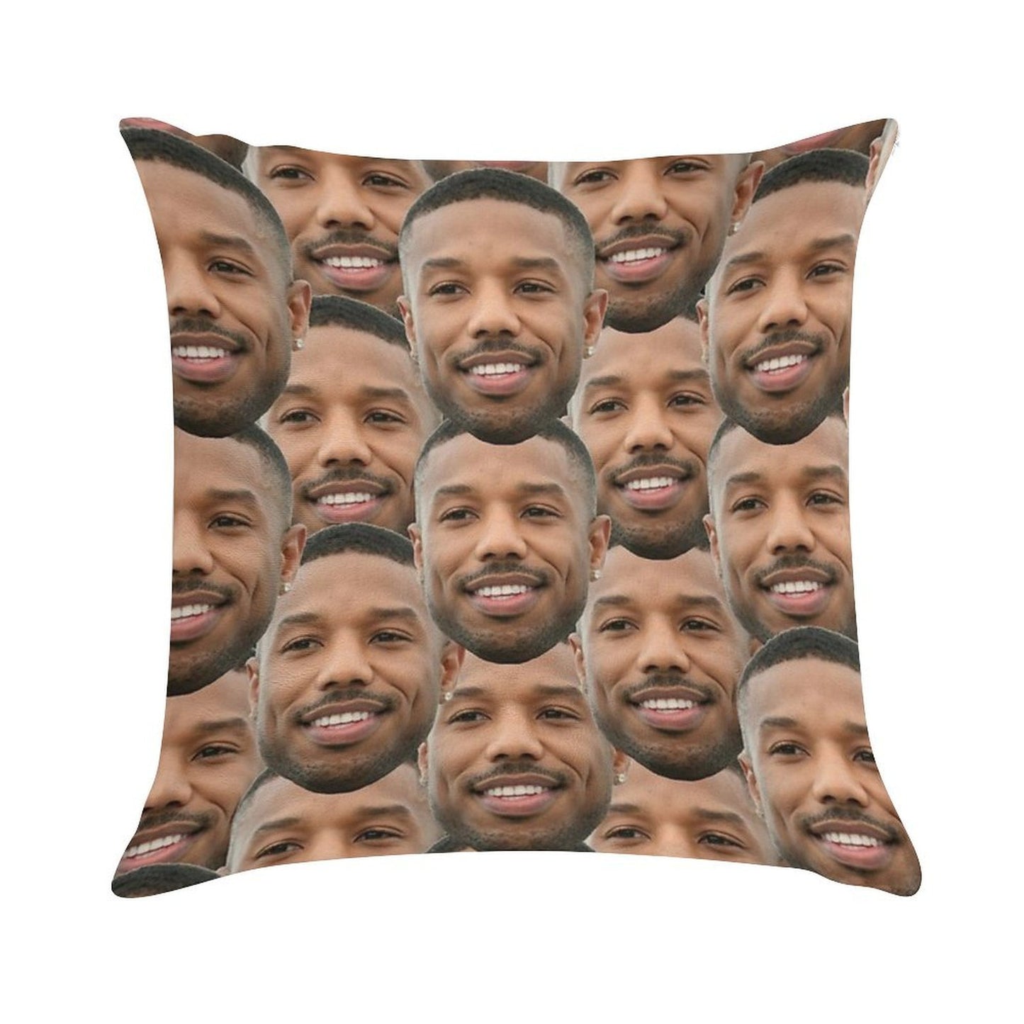 Michael B Jordan Heads Soft Short Plush Fabric Throw Pillow