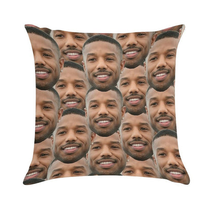 Michael B Jordan Heads Soft Short Plush Fabric Throw Pillow