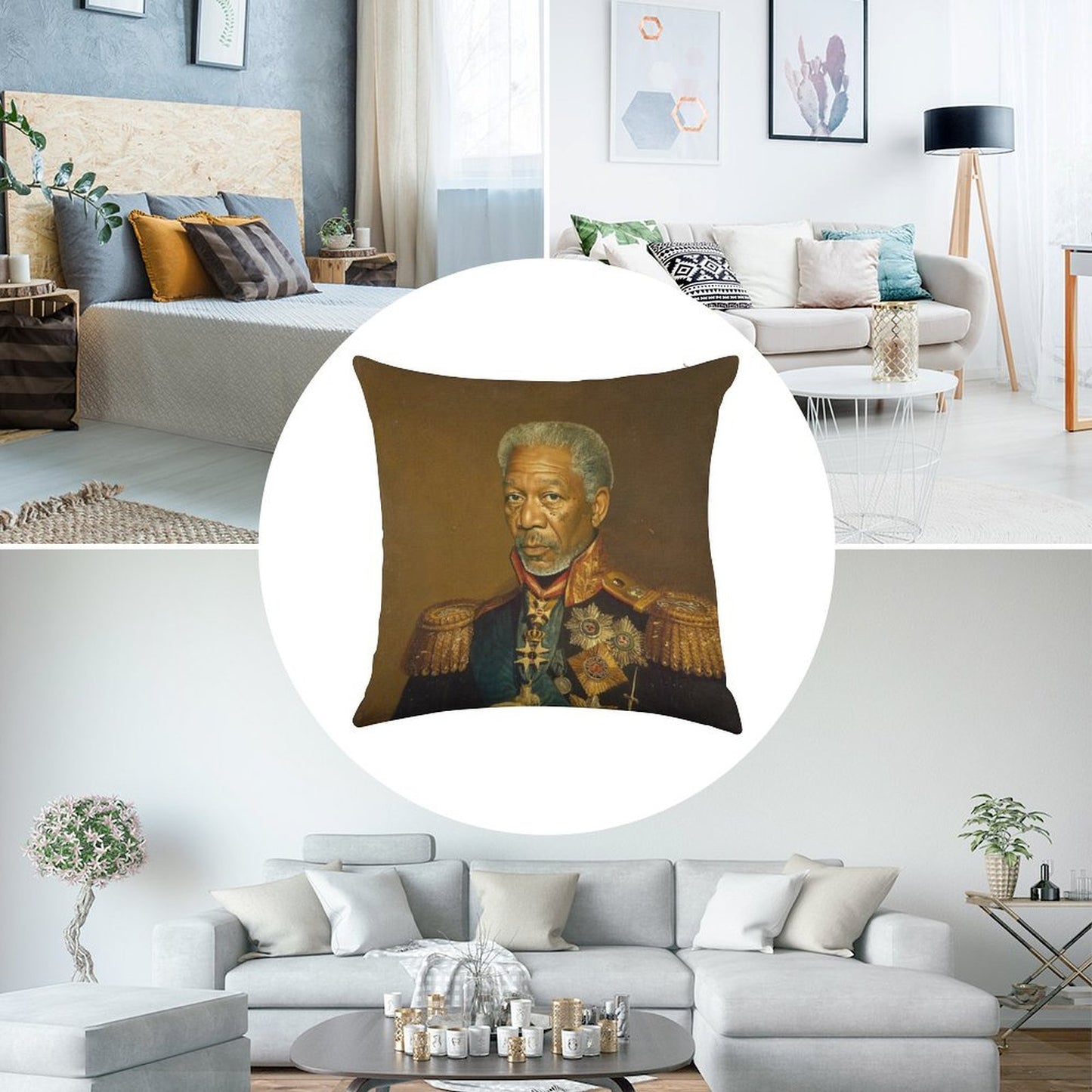 Morgan Freeman - Replaceface Linen Throw Pillow Cover