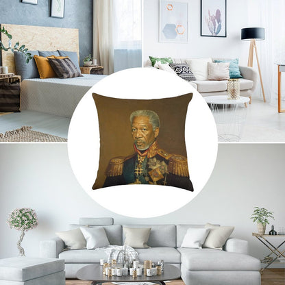 Morgan Freeman - Replaceface Linen Throw Pillow Cover