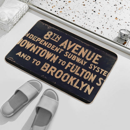 Vintage Brooklyn Subway Sign Bath Mat
