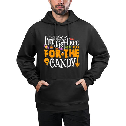 Im Just Here For The Candy Funny Halloween Costume Shrink-Resistant Hoodie