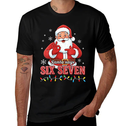 Womens Funny Christmas Santa Says Six Seven 67 Meme Christmas 67  Trendy Pattern T-Shirt