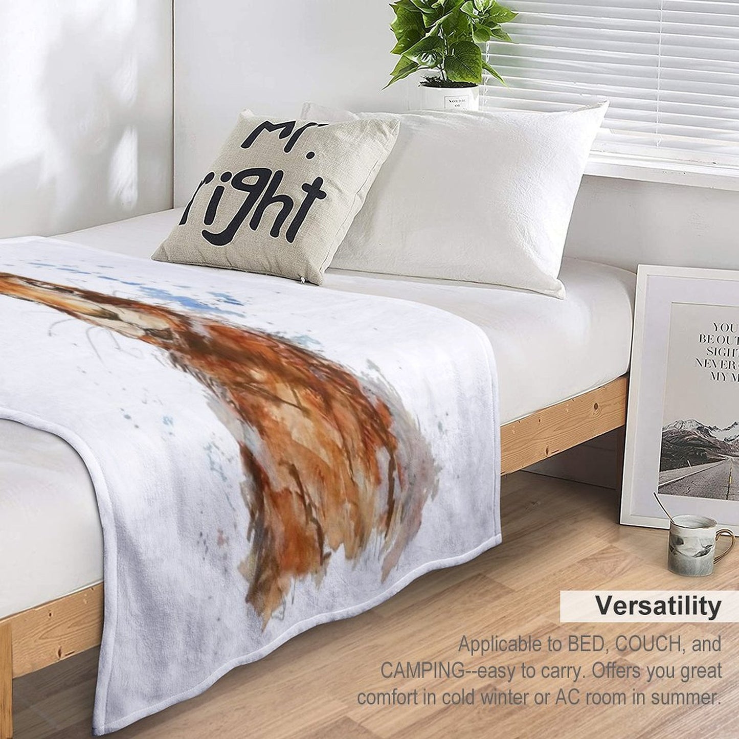 Watercolour Hare Painting Throw Blanket