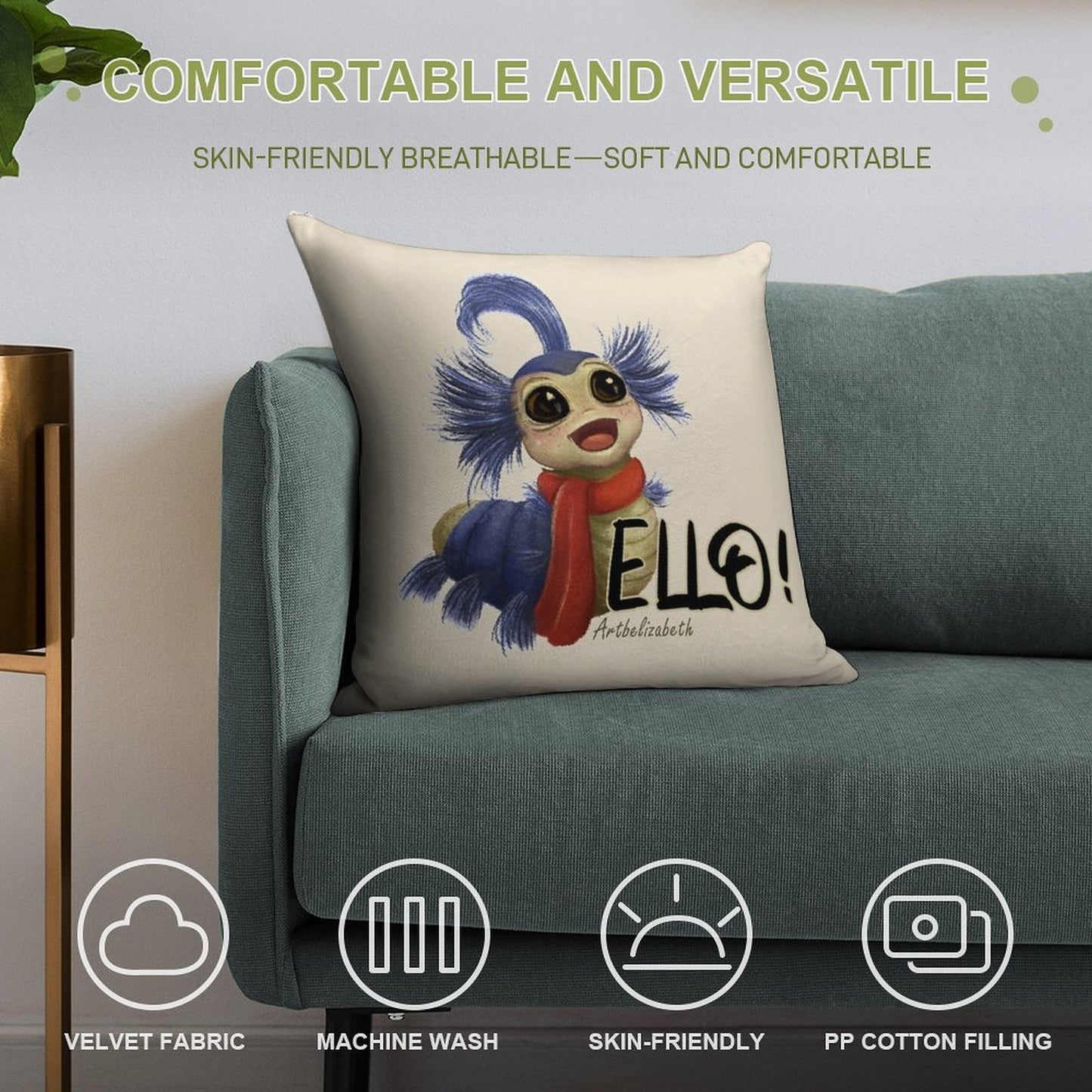 Labyrinth Worm Soft Washable Throw Pillow