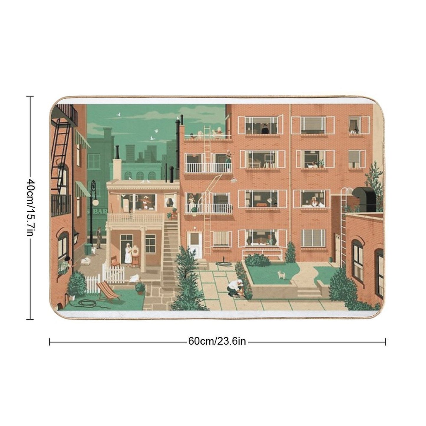 Travel Posters - Hitchcock's Rear Window - Greenwitch Village New York  Stain-Proof Bath Mat