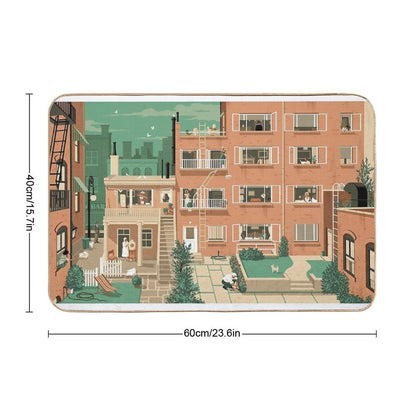 Travel Posters - Hitchcock's Rear Window - Greenwitch Village New York  Stain-Proof Bath Mat