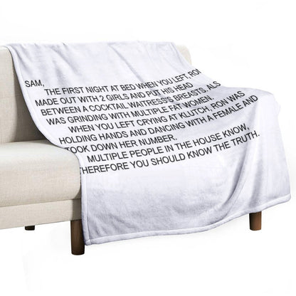 Anonymous Letter to Sammi Throw Blanket