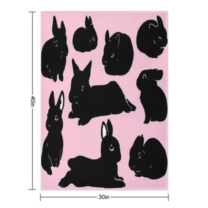 Black Bunny Collection Throw Blanket