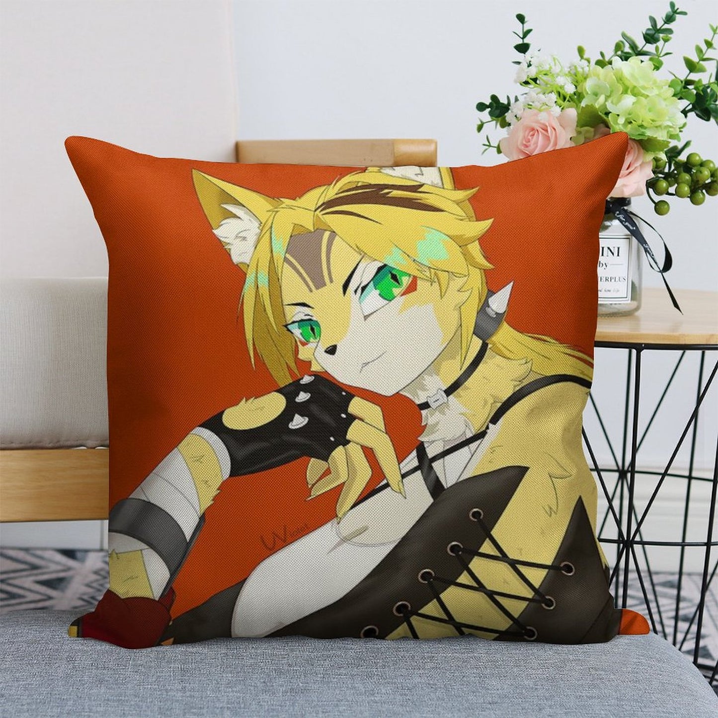 The Cat of Calydon Linen Throw Pillow Cover