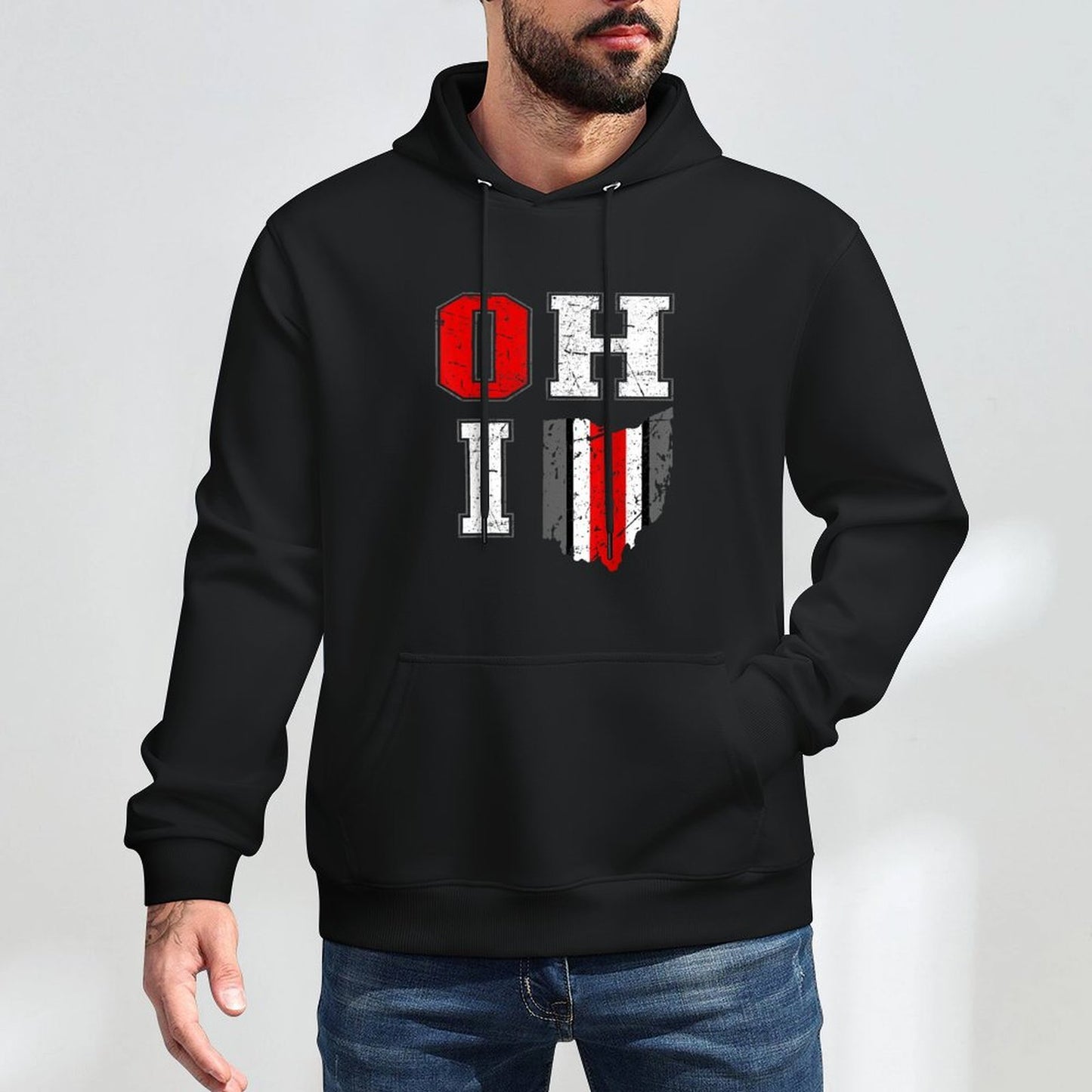 Vintage OHIO Tee State of Ohio Map Women Men Versatile Streetwear Hoodie