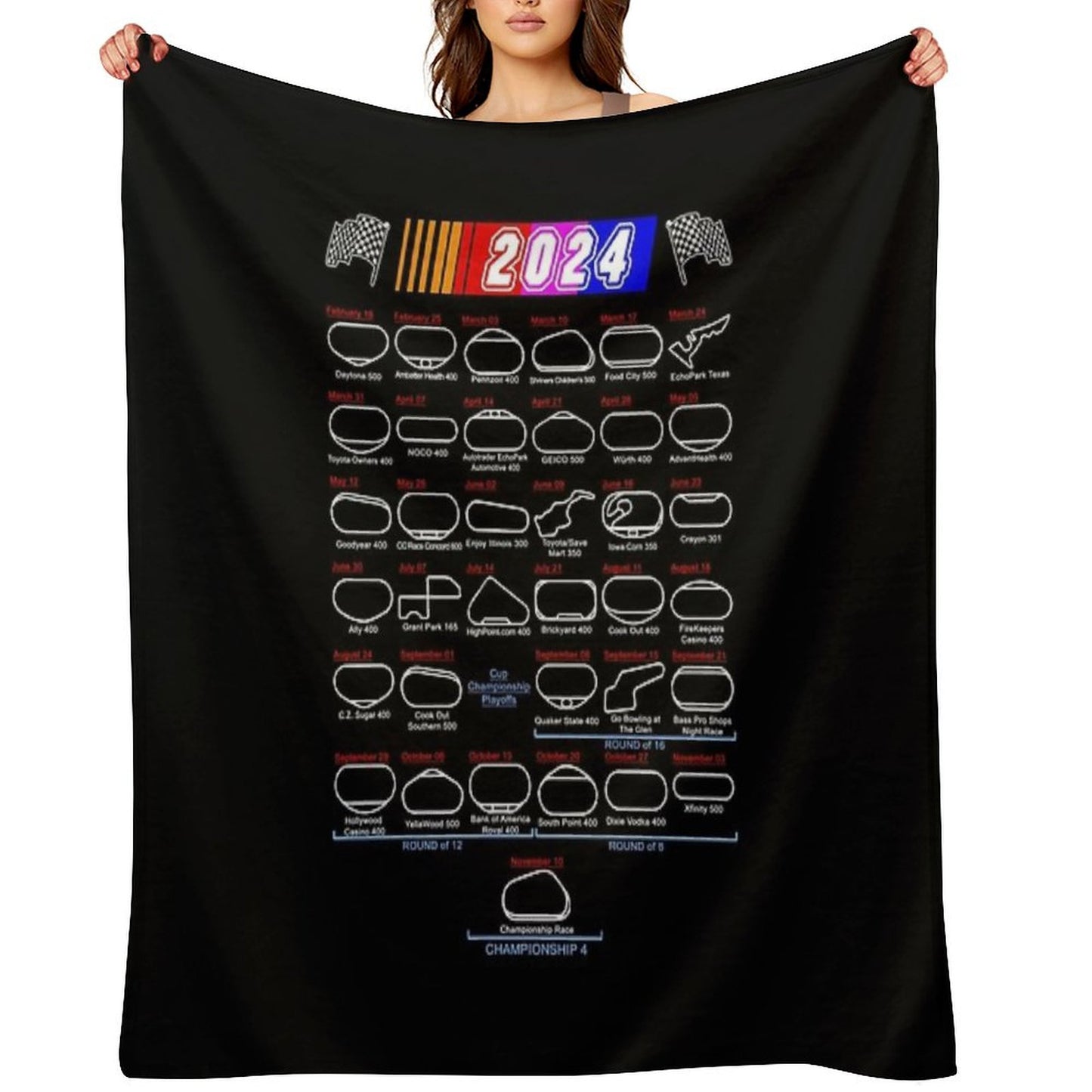 Schedule Nascar Cup Series 2024 Throw Blanket