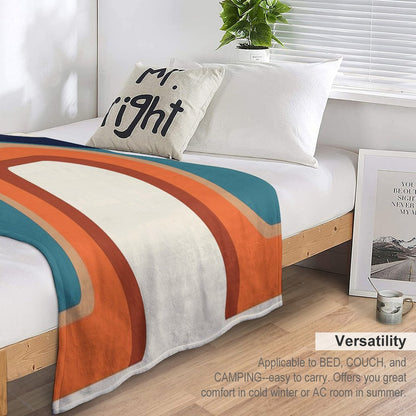 Mid-Century Modern Meets 1970s Orange And Blue Rainbow Throw Blanket
