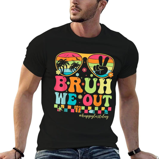 Bruh We Out Teachers Happy Last Day Of School Groovy  Vintage-inspired T-Shirt
