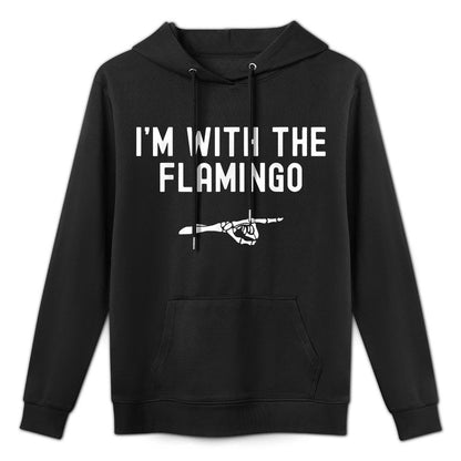 Im With The Flamingo Funny Halloween Spooky Skeleton Hand Shrink-Resistant Hoodie