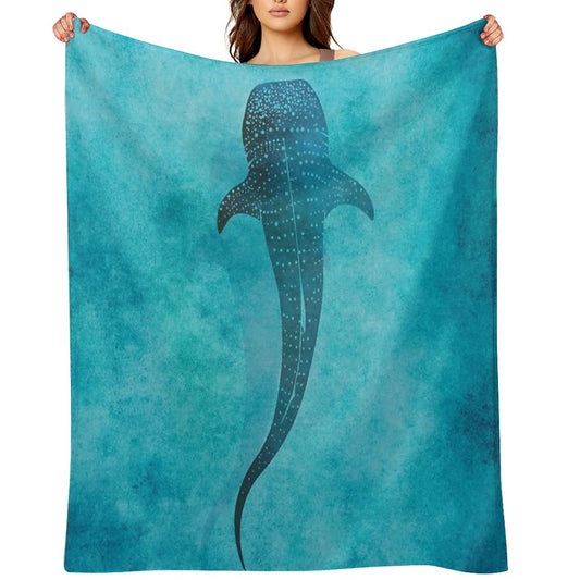 Whale Shark Blue Ocean Throw Blanket