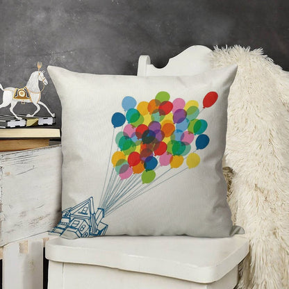 Up There - Up Linen Throw Pillow Cover