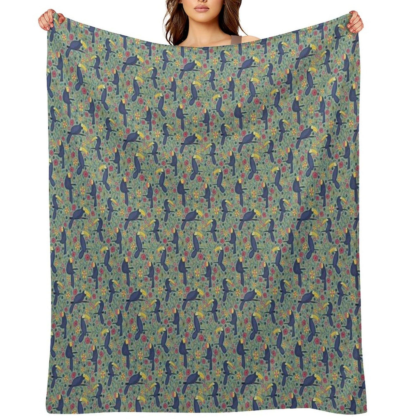 Pattern 83 - Toucans And Parrots Tropical Dream Throw Blanket